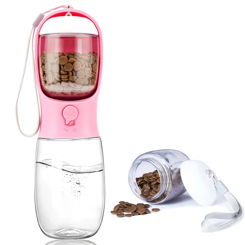 AVELORA Bouteille d’eau pour chien avec compartiment nourriture — anti-fuite et portable (10oz/15oz/19oz)