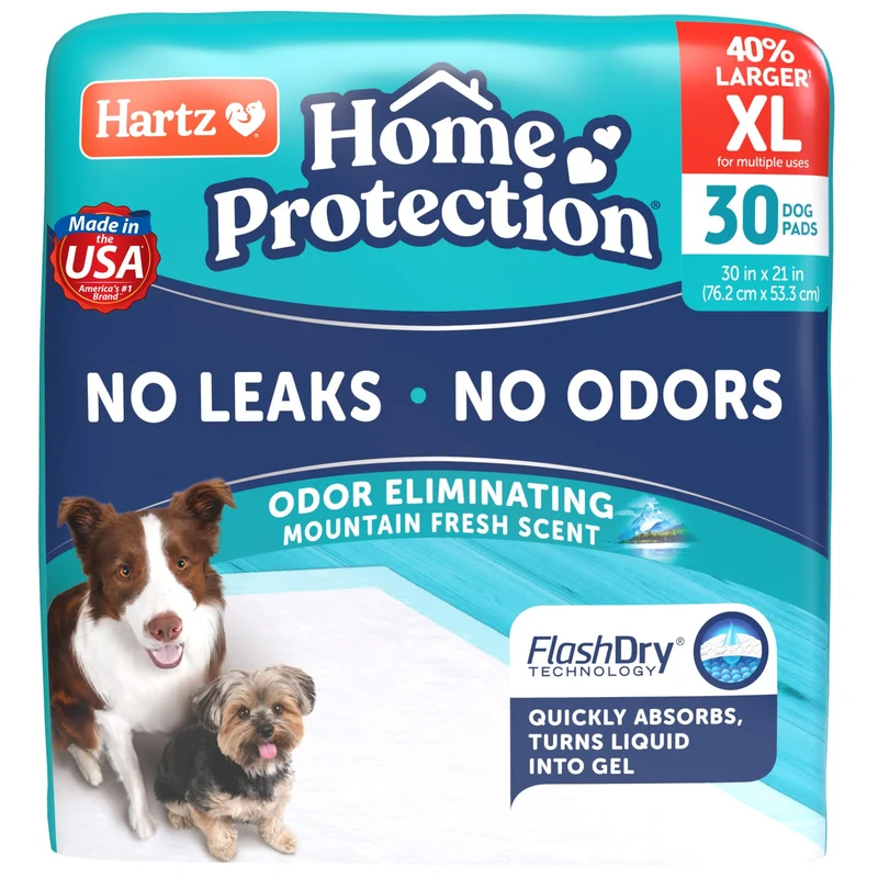 Hartz Home Protection Couches Chien XL 30 Pads - Absorption Supérieure, Sans Fuites, Parfum Frais des Montagnes