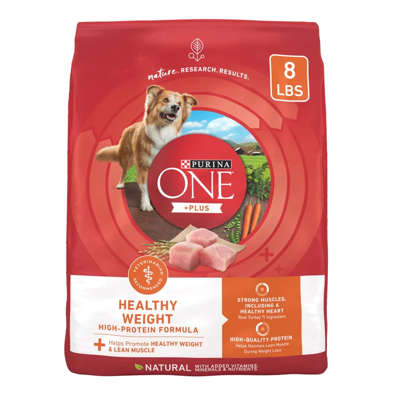 Purina ONE Plus Poids Santé – Alimentation sèche chien haute-protéine, dinde (1er ingrédient), sac 8 lb