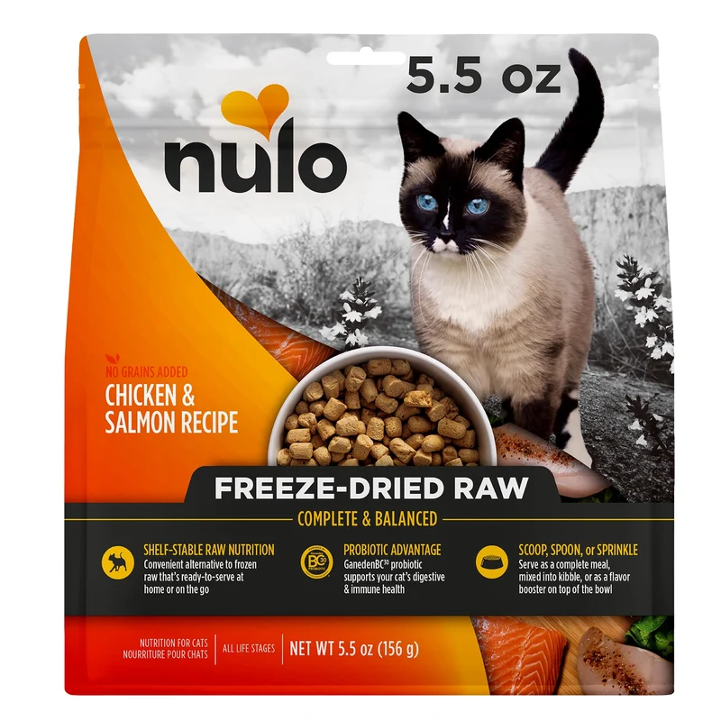 Nulo Freestyle – Nourriture Crue Lyophilisée pour Chats, BC30 Probiotiques, Sans Céréales, Poulet et Saumon, 5,5 oz