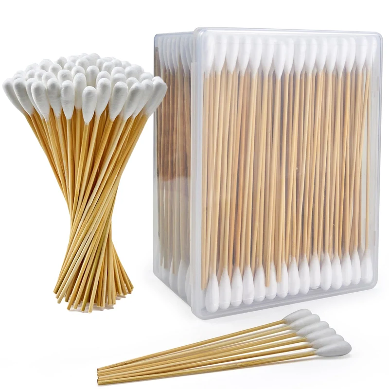 Accesfire Coton-Tiges Grosses pour Chiens – 300 Pièces, Manche Bambou, 6 Pouces