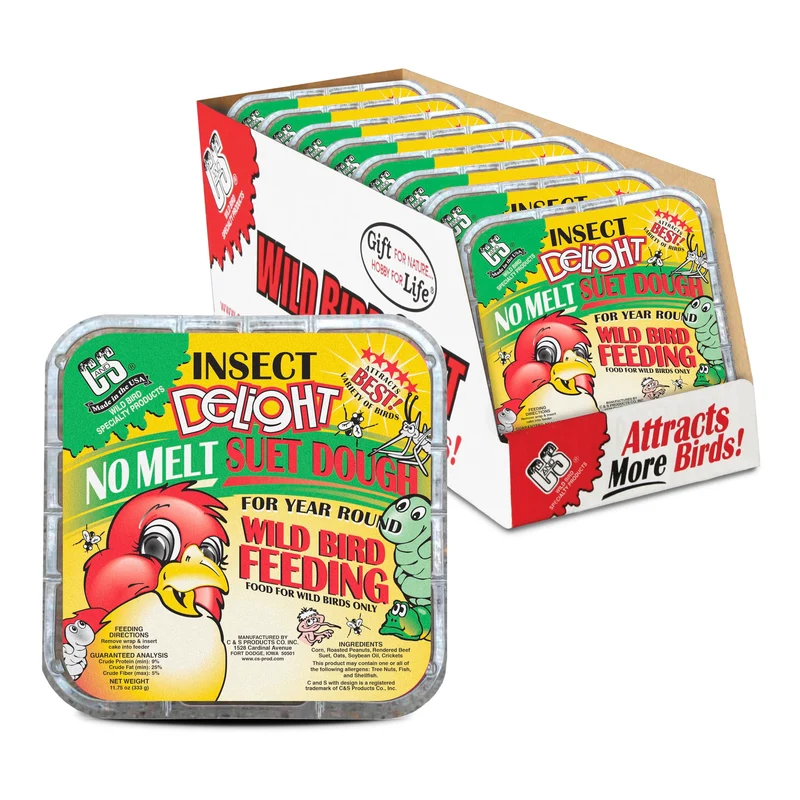 C&S Délice Insectes – Pâte de Graisse Sans Fonte pour Oiseaux Sauvages, 11,75 oz, Pack de 8