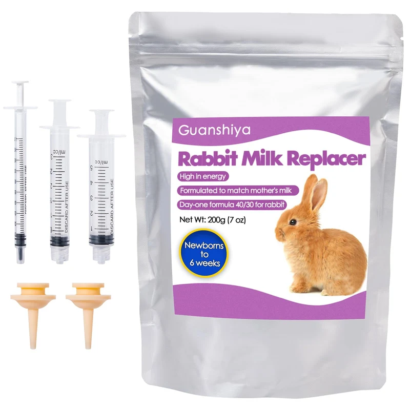 Guanshiya Remplaçant Lait Lapin – Formule Haute Protéine pour Lapins Nouveaux-nés et Orphelins (200 g)