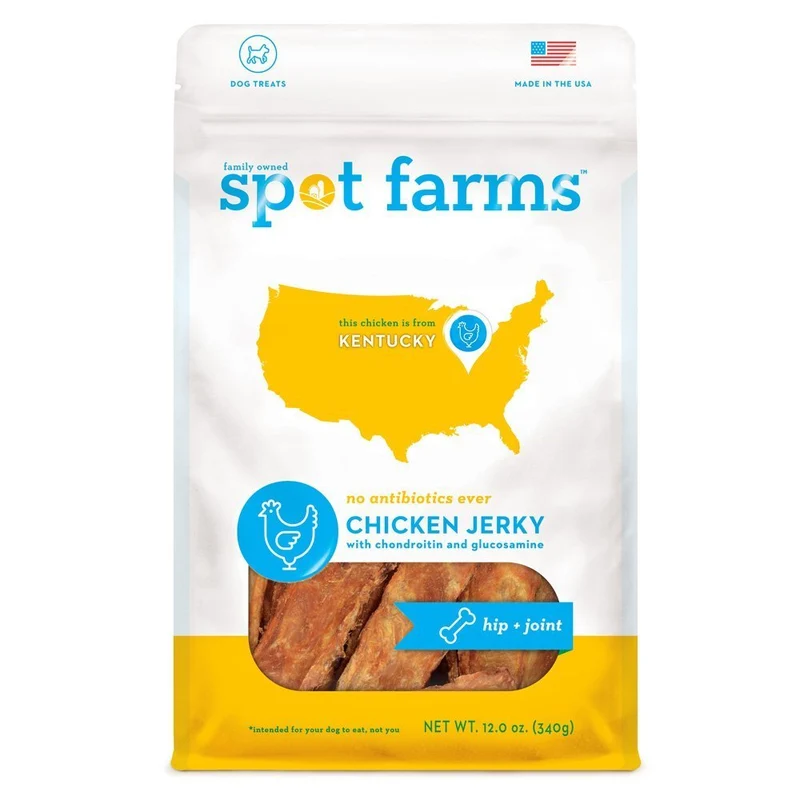 Spot Farms Friandises pour chien : jerky de poulet sain et naturel, grade humain, pour hanches et articulations – 12 oz