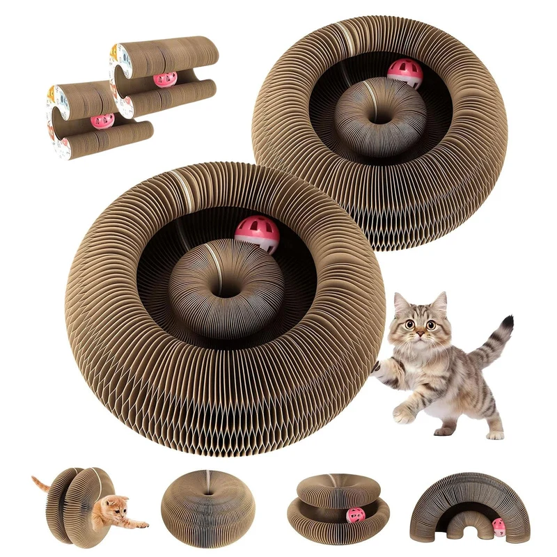 FATIRO | Jouet Chat Carton Orgue Magique 2 pièces – Grattoir Carton Réversible et Flexible