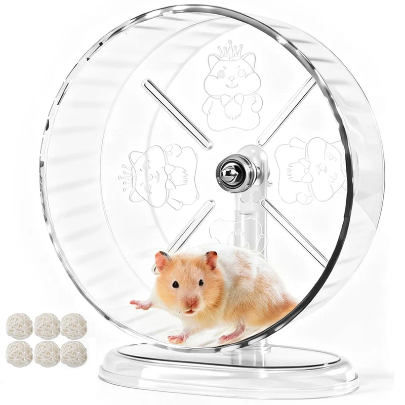 Acsist Roue d'Exercice Silencieuse pour Hamster – 9,5 pouces, Transparent, Hauteur Réglable