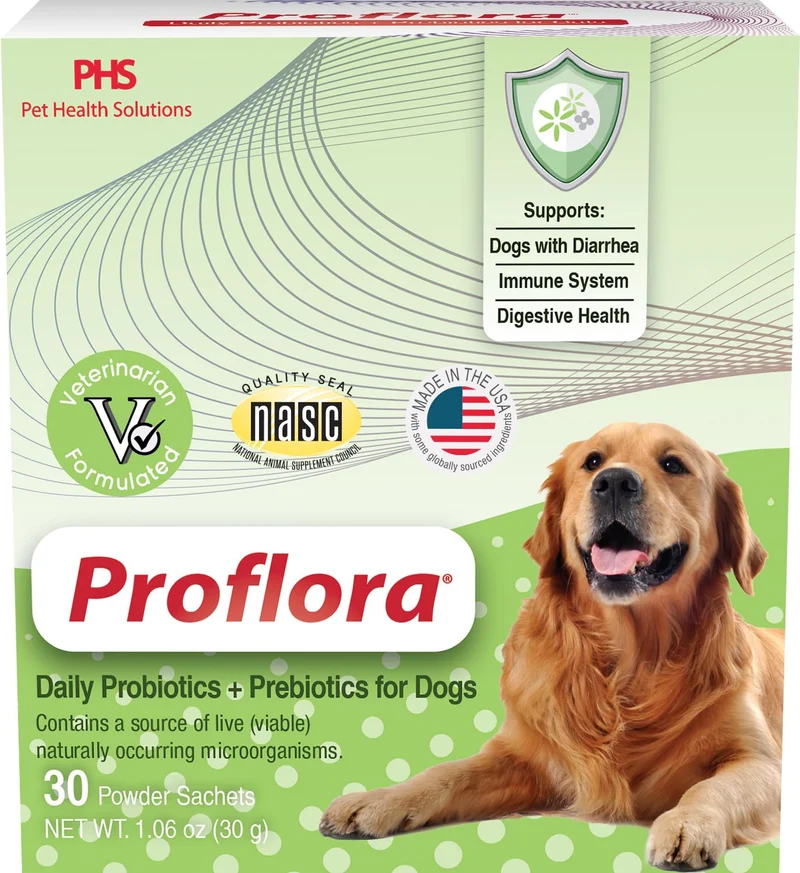 Proflora Daily Probiotics et Prébiotiques pour Chiens — Soutien Digestif & Immunitaire, 30 sachets