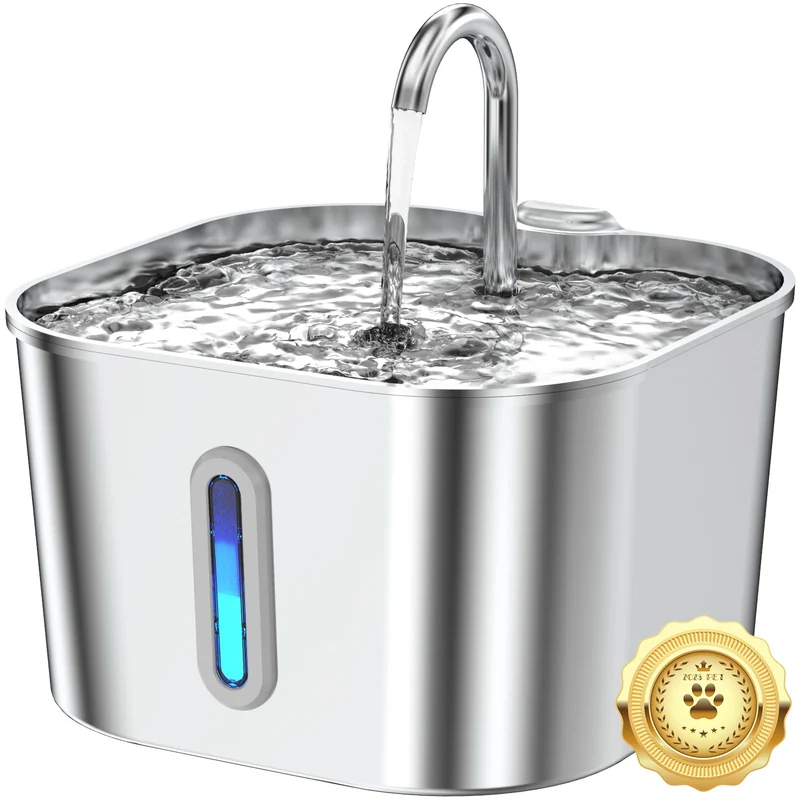 Vekonn Fontaine pour chat en acier inoxydable – 2,2 L, pompe silencieuse et filtration multi-etages