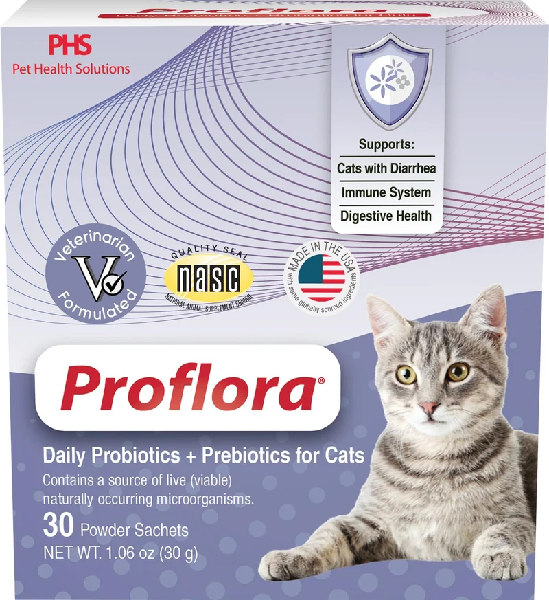 Proflora Probiotiques pour Chats – Santé Digestive & Immunité, 30 Sachets