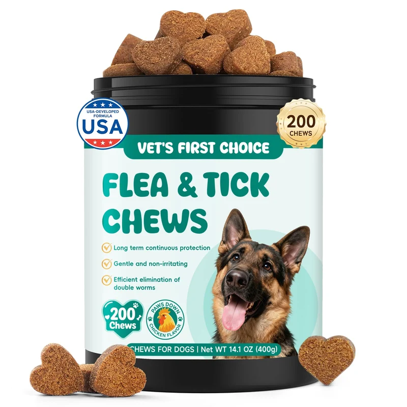 LHQR Prévention naturelle des puces et tiques pour chiens — comprimés à mâcher goût poulet (200 pcs)