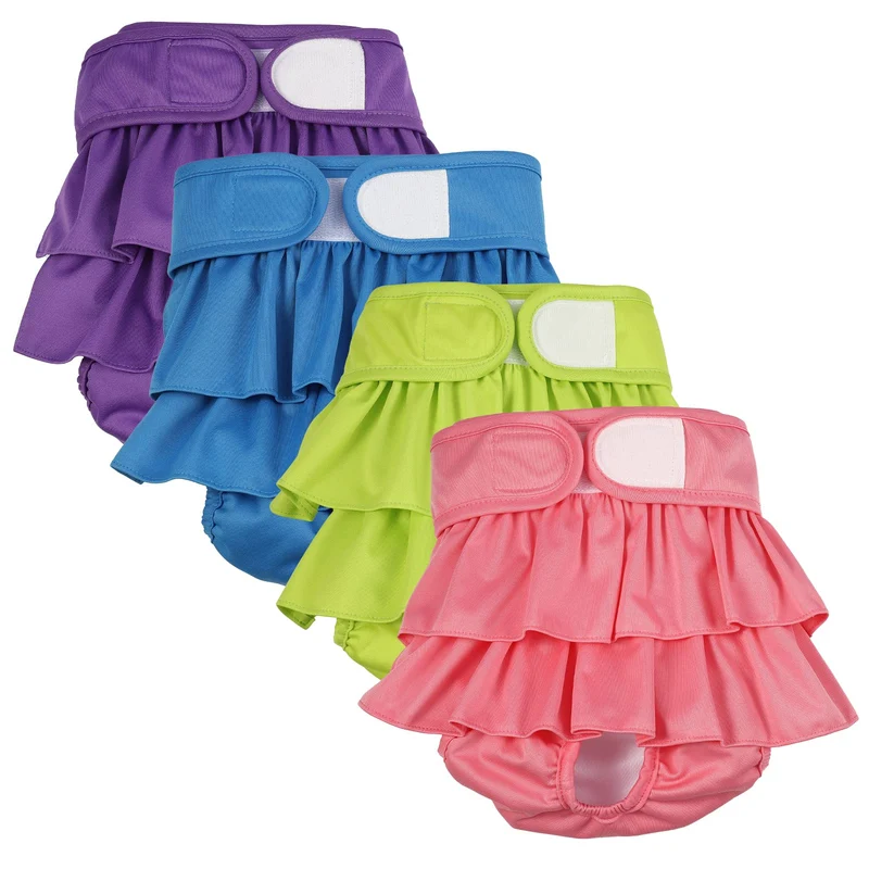 Chenkaiyang 4 Pack Couches pour Chien Femelle Lavables — Absorbantes et Confortables