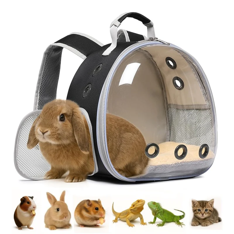 Hcupet Sac à Dos Porte-Animal – pour lapin, cobaye et petit animal, fenêtre transparente et ventilation