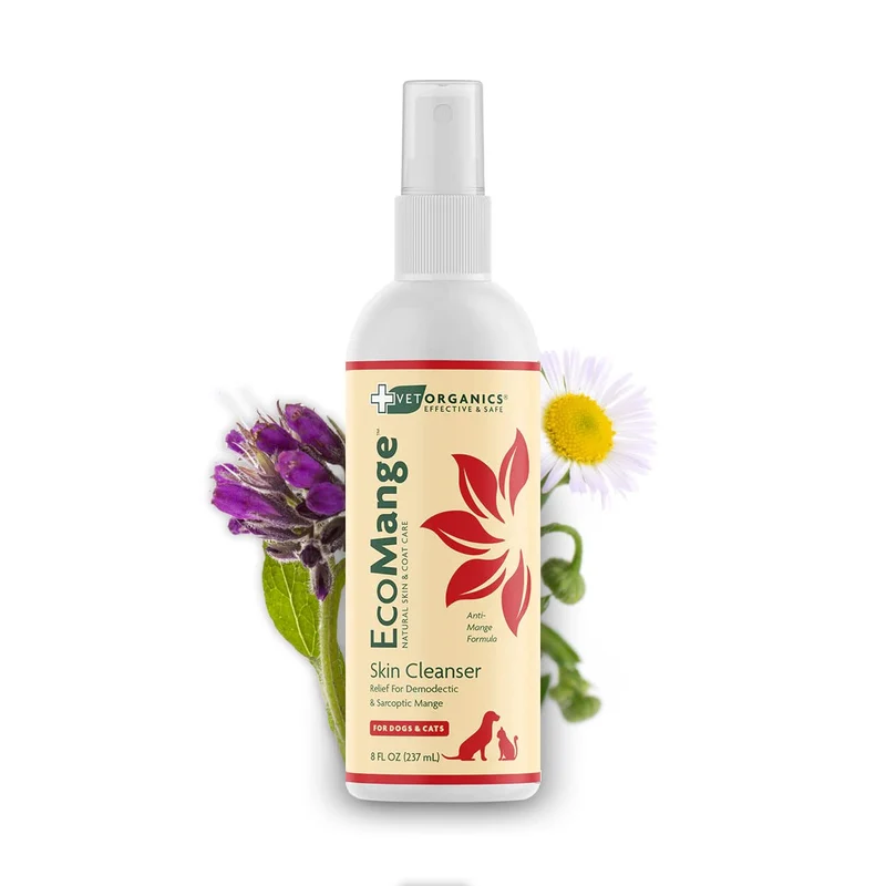 Vet Organics EcoMange – Soulagement des démangeaisons pour chiens et chats, pulvérisateur de 236 ml