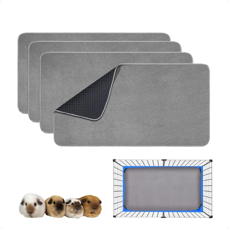 GINIDEAR Tapis de cage 4 pièces pour cobayes – Liner en polaire lavable 15x29 cm Gris