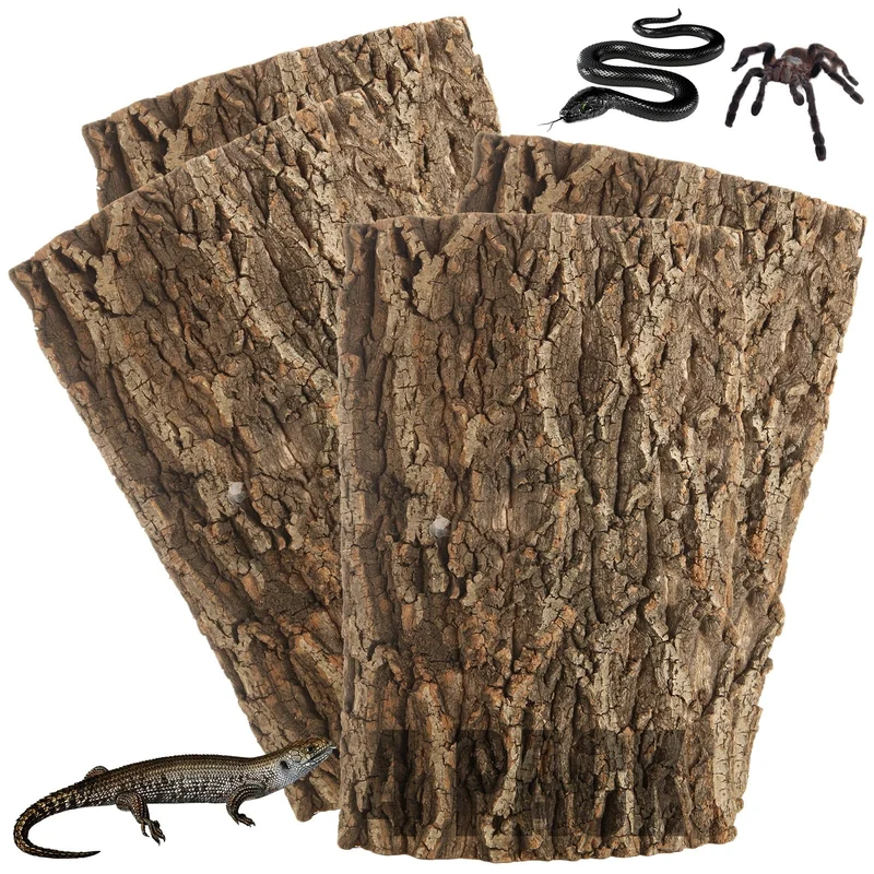RHBLME – Écorce de liège pour terrarium reptiles, 4 pièces, 11,8 po x 7,8 po