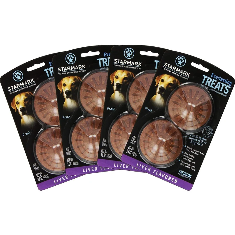 Starmark Friandise Durable pour Chiens – Mâche Dure au Foie, Lot de 8
