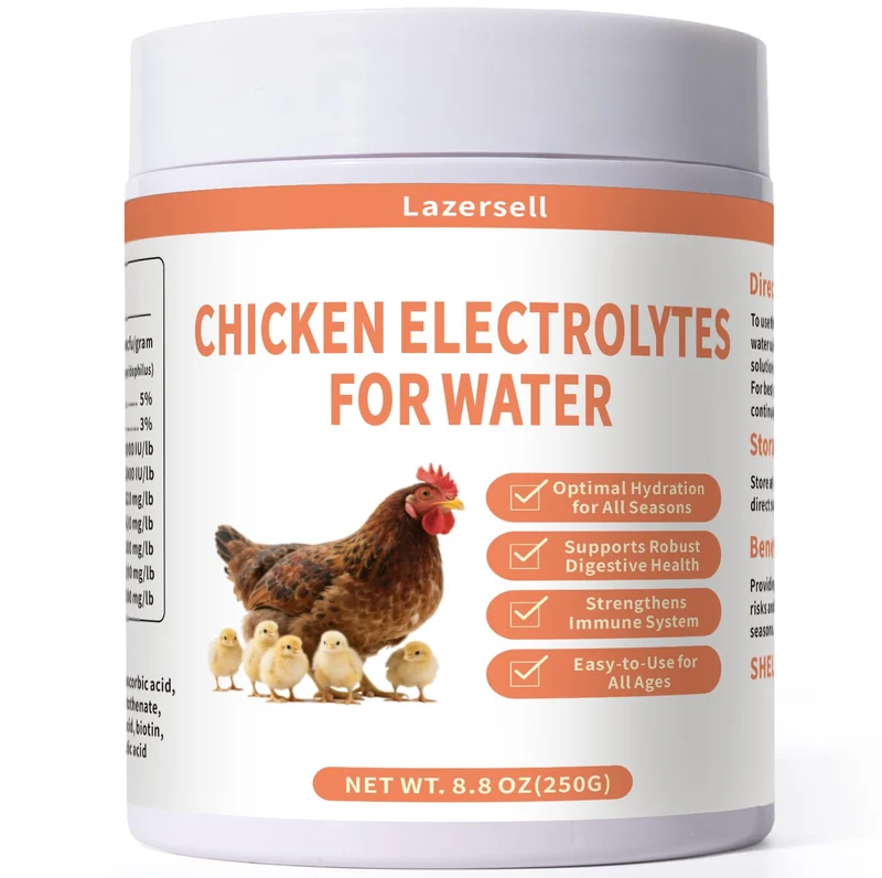 Lazersell Électrolyte Poulaire — Hydratation, Immunité et Santé Digestive pour Poulets, Canards et Dindes, 8.8 oz