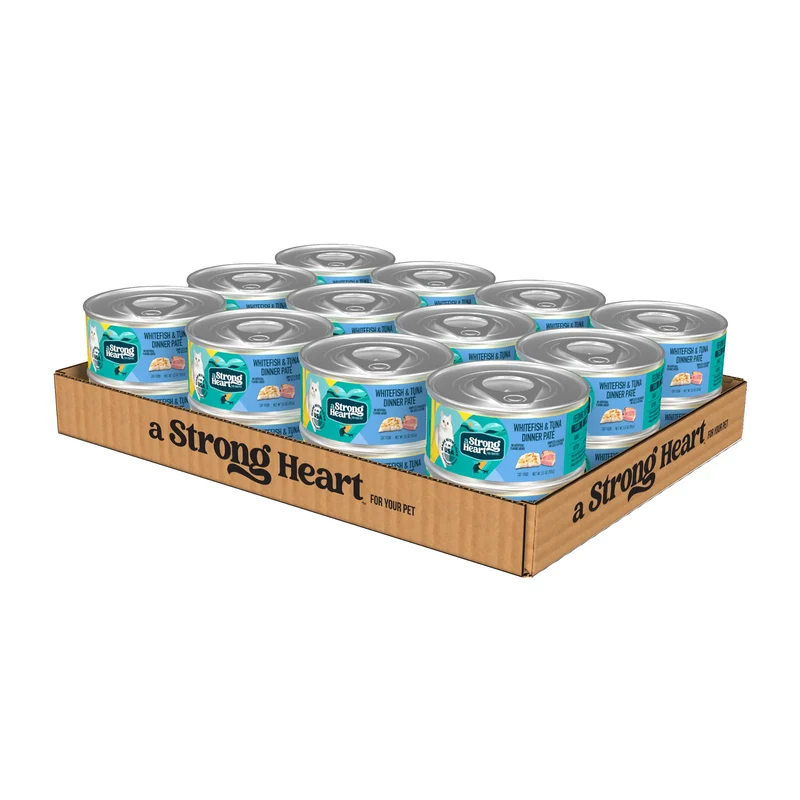Strongheart — Pâté humide pour chat, Poisson blanc et Thon, 5,5 oz, Pack de 24, Fabriqué aux États‑Unis