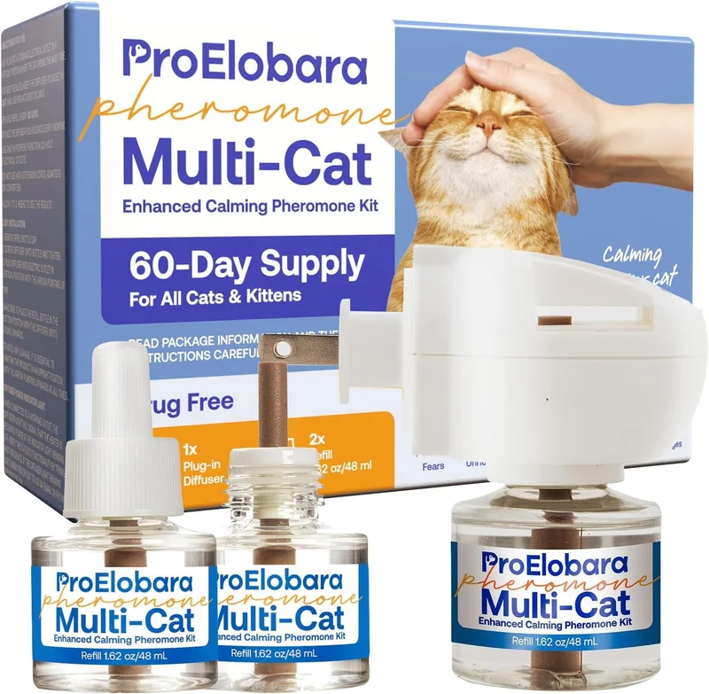 ProElobara Diffuseur de Phéromones pour Chats – Apaisement, Réduction du Stress et Harmonie