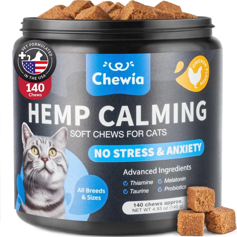 CHEWIA – Friandises Calmes pour Chat, Mélatonine et Probiotiques