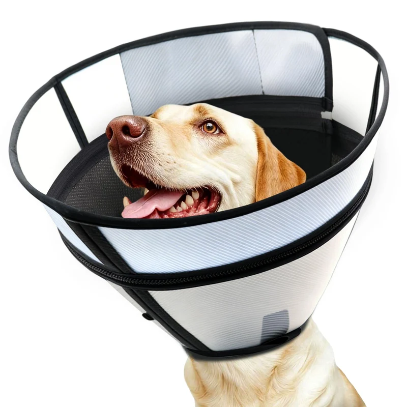 ZuxZuce Cône de récupération pour chien – Taille L, noir, design à double couche, étanche