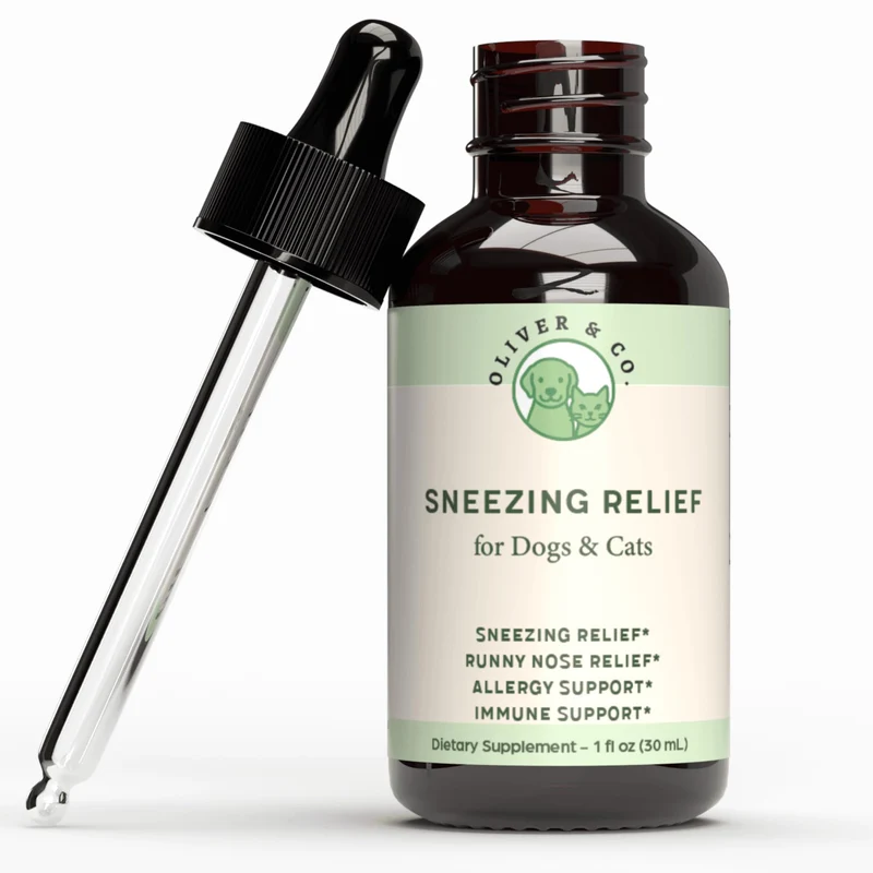 Oliver & Co. Traitement des éternuements pour chiens et chats – Soutien des sinus, des yeux et de l’immunité – 30 ml