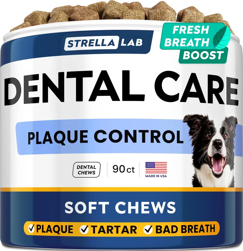 Gommes dentaires avancées STRELLALAB pour chiens — Haleine fraîche et dents propres
