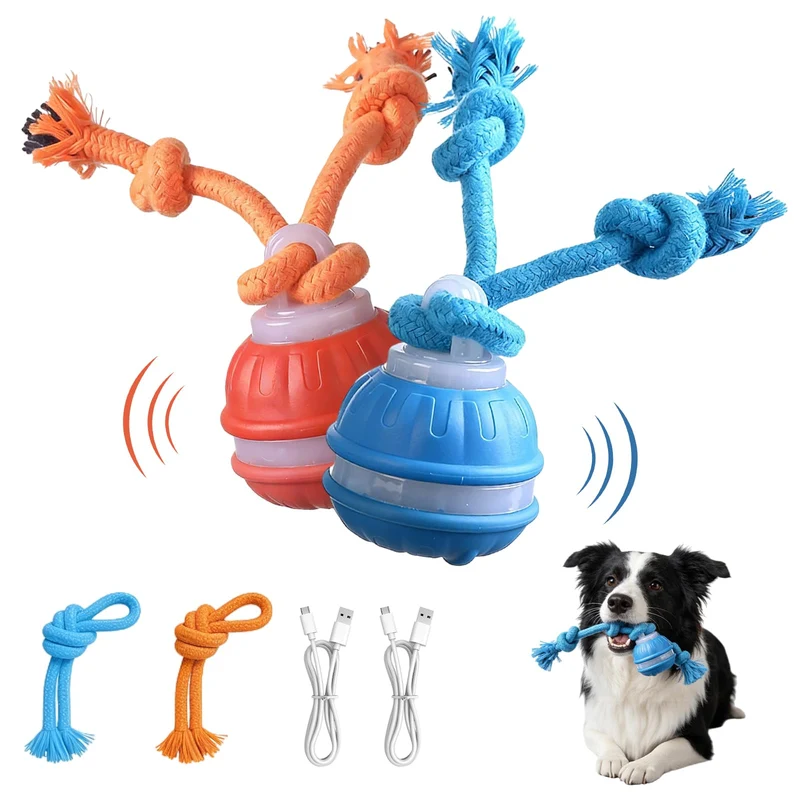 TRWLCFF Zealburst – 2 pièces jouet interactif pour chiens et chats, rotation 360°, bleu et orange