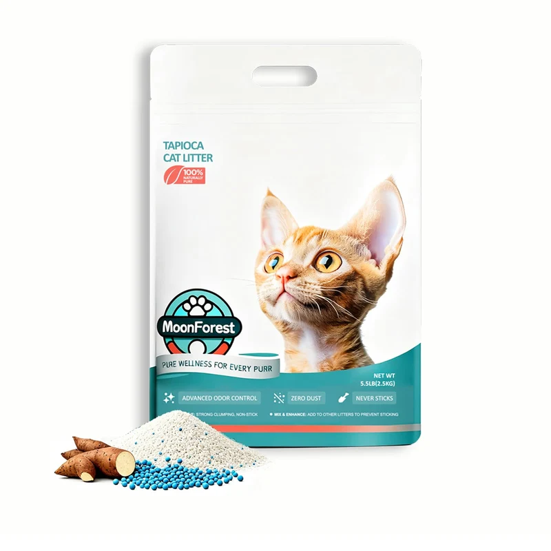 MOONFOREST Litière Tapioca pour Chat – Faible poussière, Auto-boîte, Contrôle des odeurs – 1 paquet