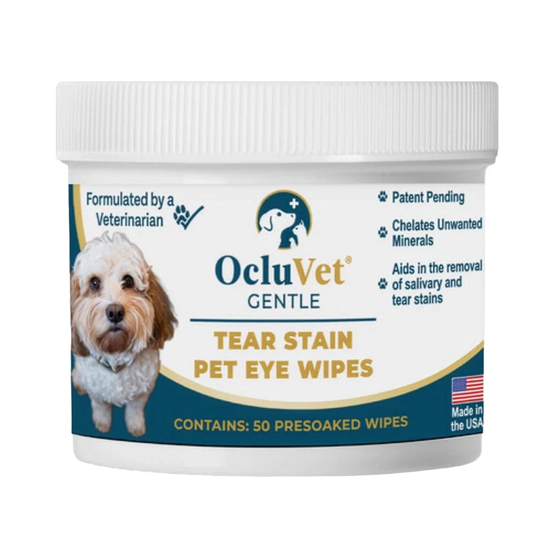 OcluVet Lingettes Taches des Larmes – Nettoyage Doux Yeux et Visage pour Chiens, Chats et Chevaux | 50 Lingettes