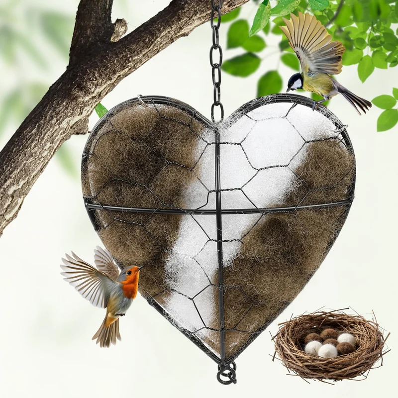 Cœur-nid artisanal en fibres d’alpaga – matériel de nid naturel réutilisable pour oiseaux sauvages | DreaVant