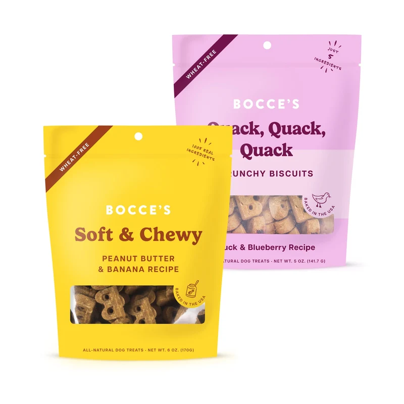 Pack Bocce's Bakery Cookie PB et Banane + Biscuit Quack Quack Quack – Naturel, Sans Blé, Fabriqué aux États-Unis – 2 Pack