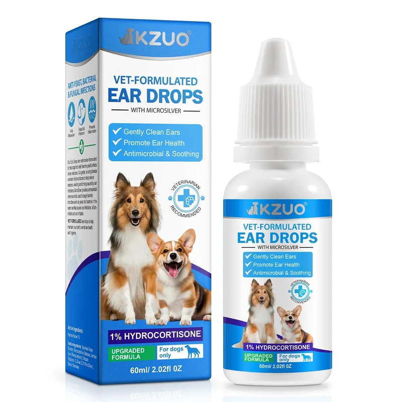 RHBESTOK – Gouttes pour oreilles de chien, infection et démangeaisons, hydrocortisone 1% – vétérinaires recommandées