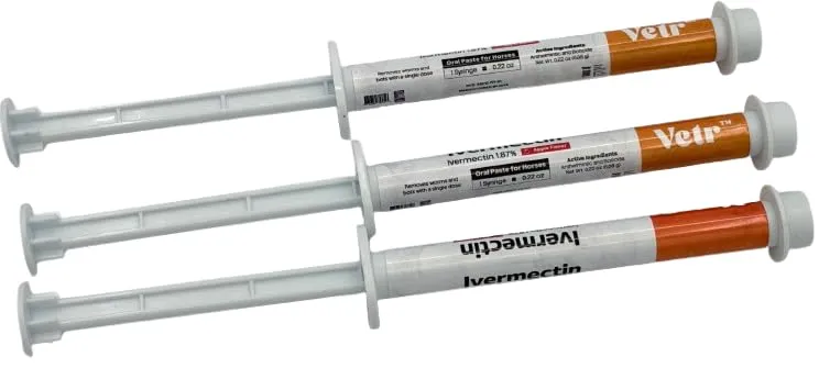 equine prime ivermectine pour chevaux et moutons – concentration 1,87 % – 6cc, pack de 3