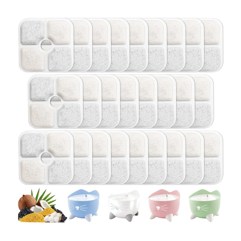 TidiRob – Lot de 26 filtres fontaine pour chat Catit PIXI – Filtration triple action