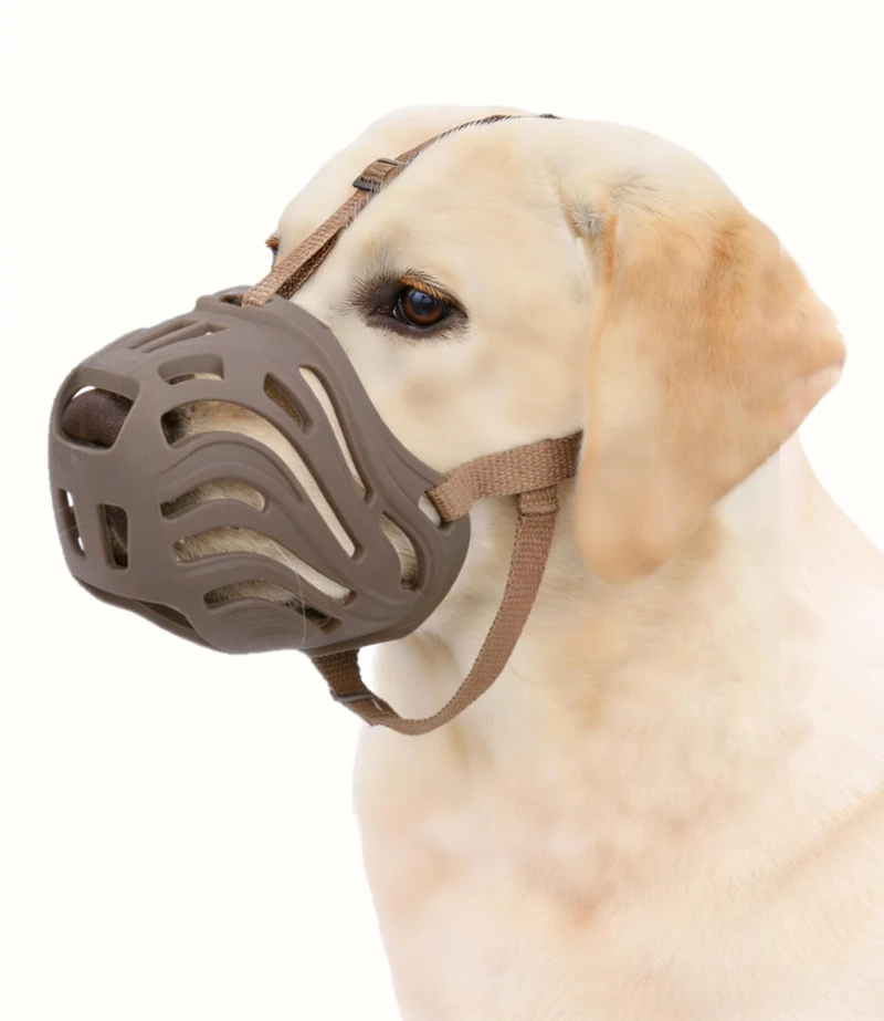 Muselière Panier en Silicone pour Grands Chiens - Eudemond, Taille M-5, Couleur Coffee