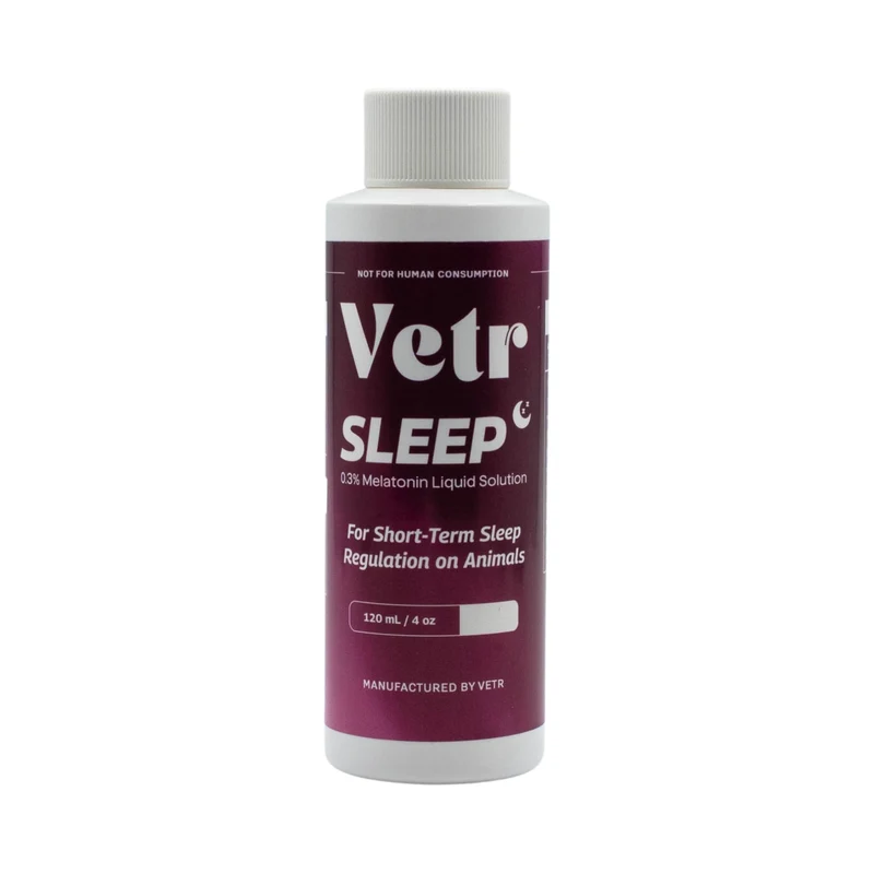 Vetr Sleep Mélatonine pour Chiens et Chats – Saveur Poulet Rôti – Gouttes Liquides Calmes (120 mL)