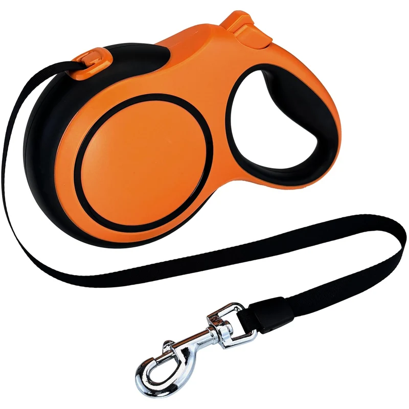 Laisse rétractable NexLogi 26 ft (8 m) – Anti-Dérapante, Poignée à Une Main, Pour Chiens jusqu’à 50 kg (Orange & Noir)
