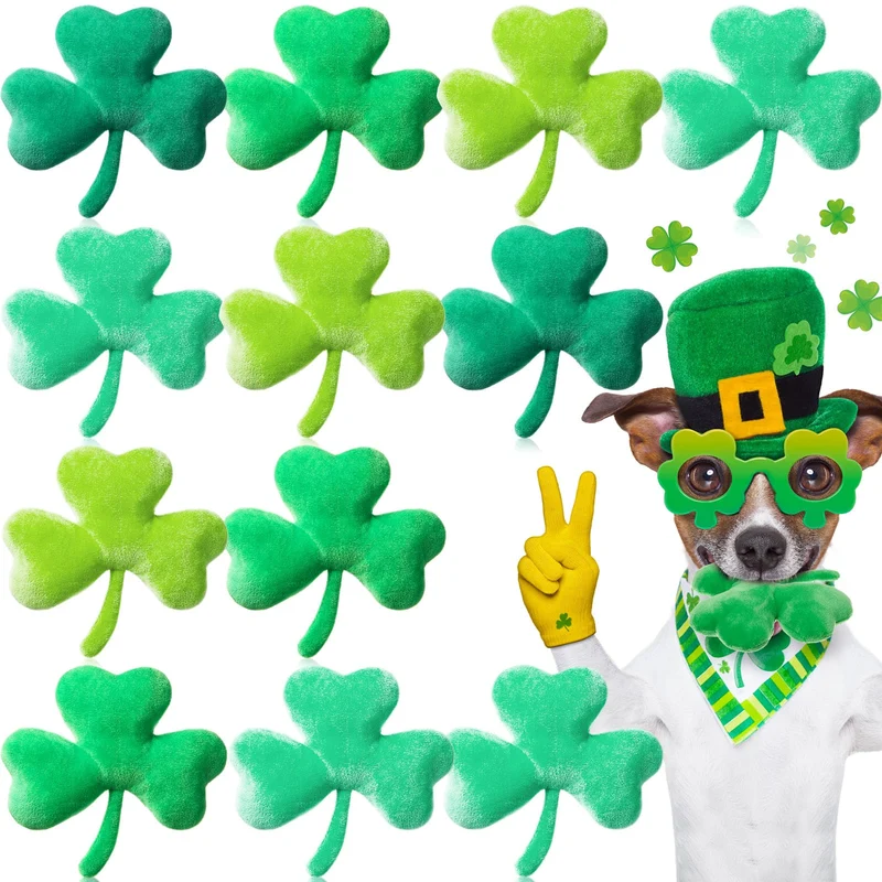 Civaner – 12 Jouets Peluche Chien Saint Patrick Vert Feuille Derable