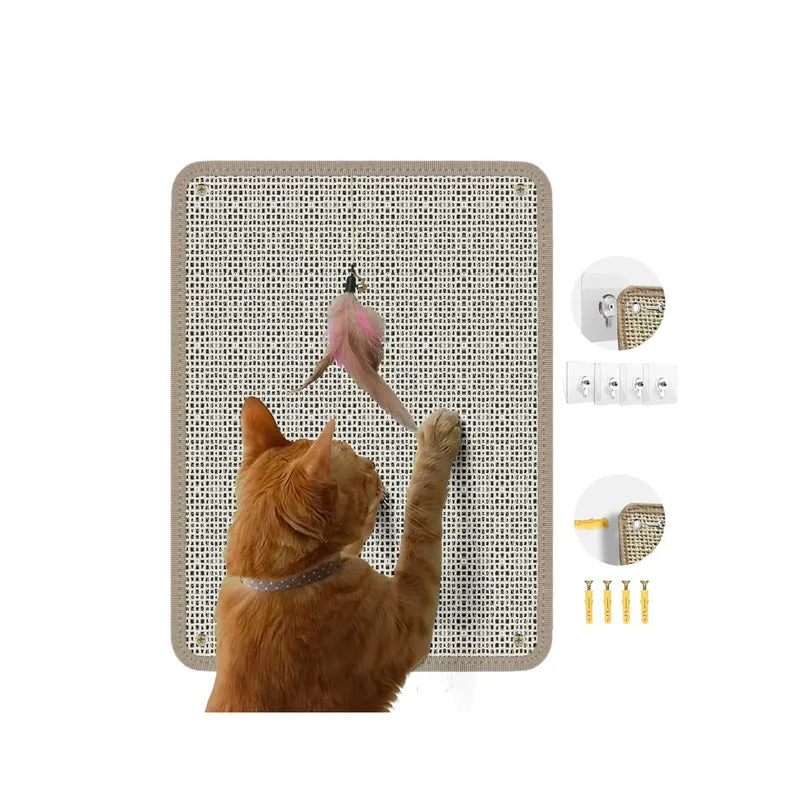 QICIKRASE Tapis Griffage pour Chats en Sisal Naturel – 11,12 × 14,81 pouces, Montage Mur/Sol