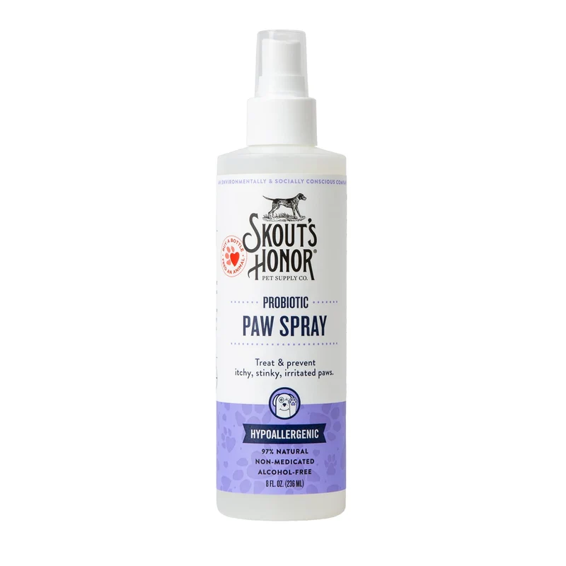 Skout's Honor Spray Probiotique pour Pattes – Sans alcool, Sans parfum, 8 oz, Respectueux du microbiote cutané