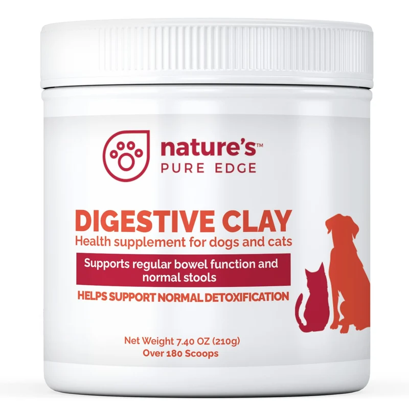 Poudre d'argile Nature's Pure Edge – Soutien intestinal pour chiens et chats, diarrhée et gaz, format très grand 210 g