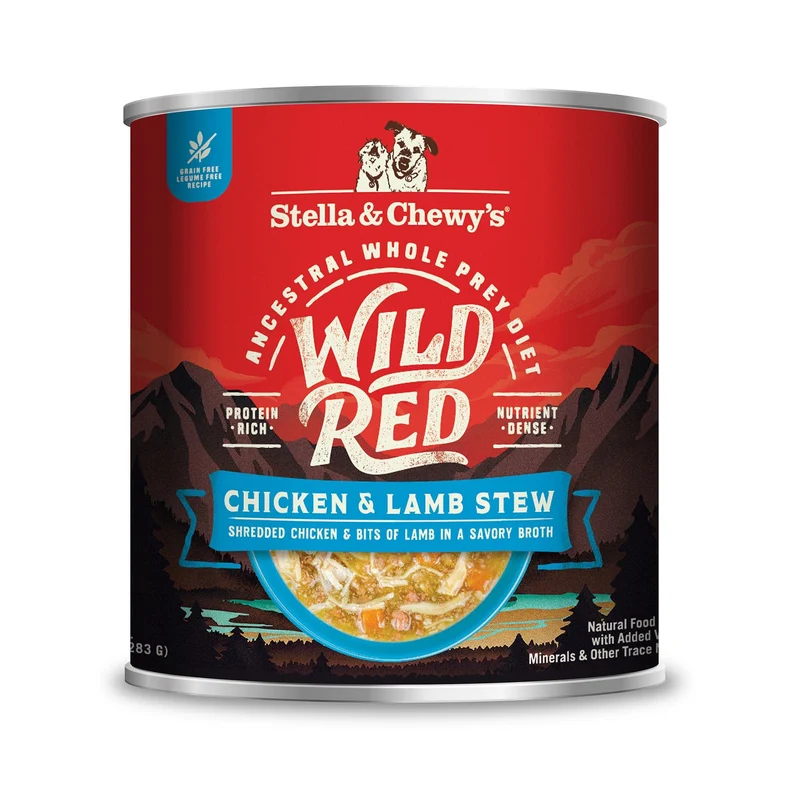 Stella & Chewy's Wild Red – Ragoût Poulet et Agneau Sans Céréales, 96% Protéine Animale, 6 x 10 oz