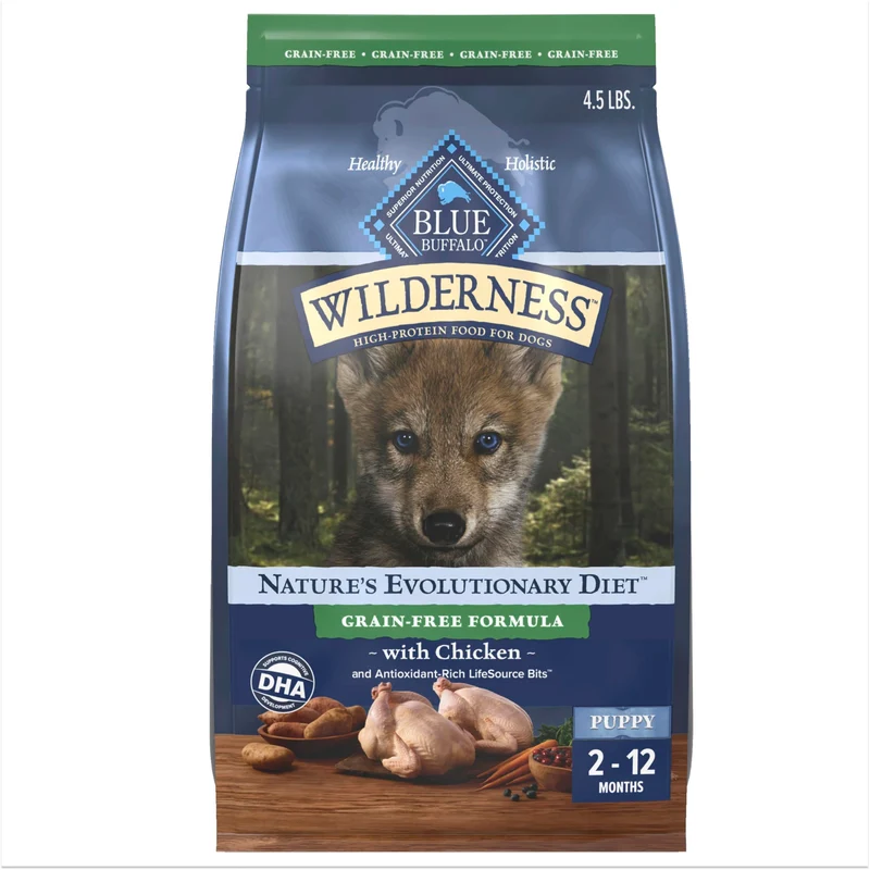 Blue Buffalo Wilderness Chiots – Croquettes Sans Céréales au Poulet Réel, 4,5 lb (USA)
