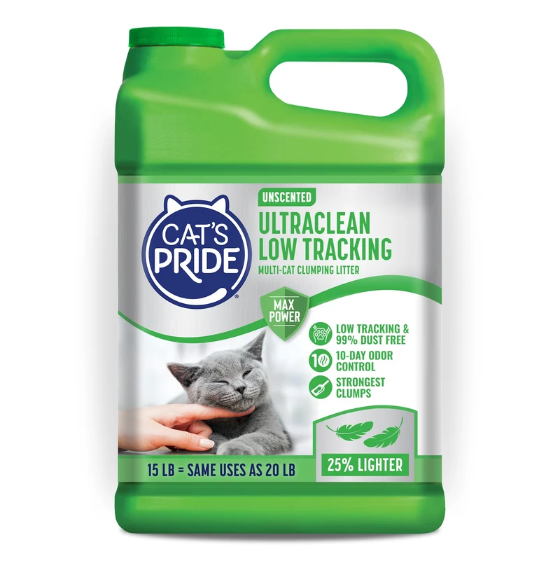 Cat's Pride Max Power : Litière UltraClean Multi-Chats – Contrôle des Odeurs jusqu'à 10 jours, 99% Poussière Libre, Sans Parfum, 15 lb