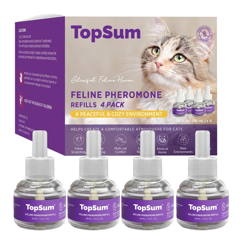 TopSum Diffuseur de phéromones apaisantes pour chats – Violet, 3 recharges – Confort à domicile