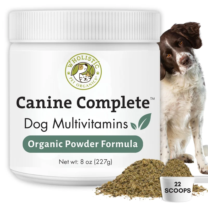 Wholistic Pet Organics Complet Chien – Poudre Multivitamines 8 oz – Sante Pelage Immunite