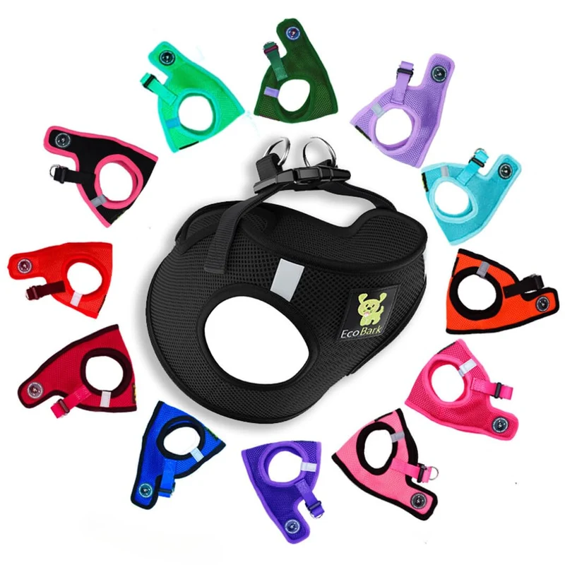 Harnais EcoBark à enfiler pour Chiens Miniatures - Mesh Réfléchissant et Ajustable XXS/XS - Noir