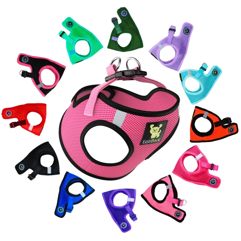 Harnais EcoBark à enfilage facile pour chien – Petites et moyennes races – Réfléchissant et ajustable, mesh doux rose bonbon (taille moyenne)