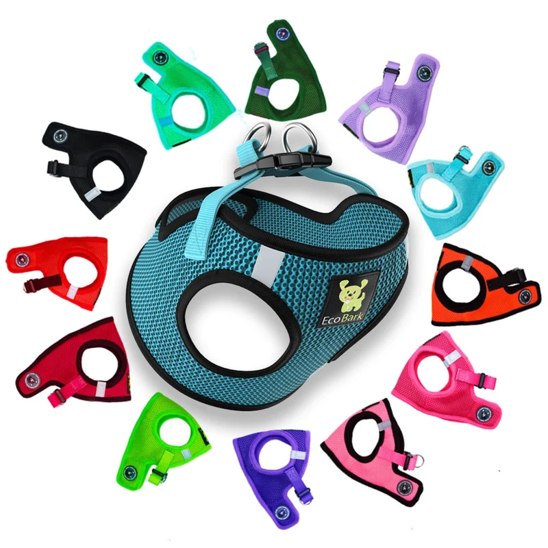 Harnais EcoBark à enfiler pour chiens XXS à M – Maille douce réfléchissante Aqua Sport (XXXS)